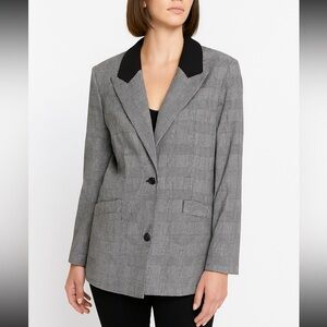 Rumored Double Button Plaid Oversized Blazer Black White‎ Small NWT